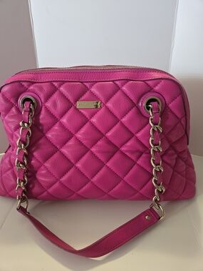 Quilted Chain-Handle Women’s Shoulder Bag - Hot Pink